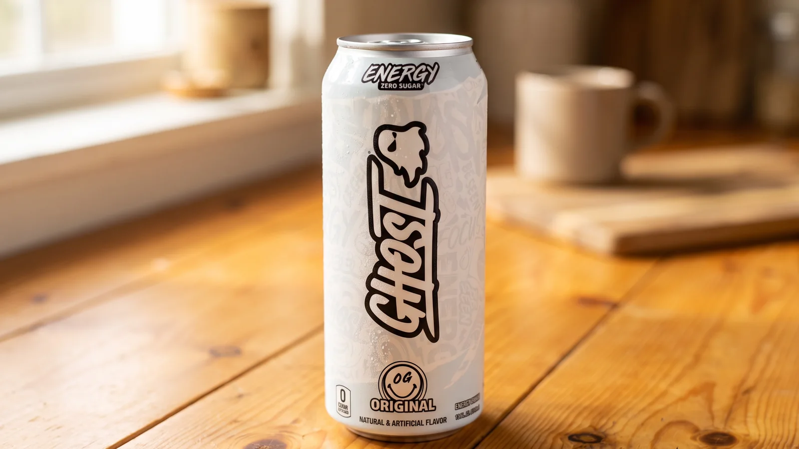 Ghost Energy OG Original can on a wooden table