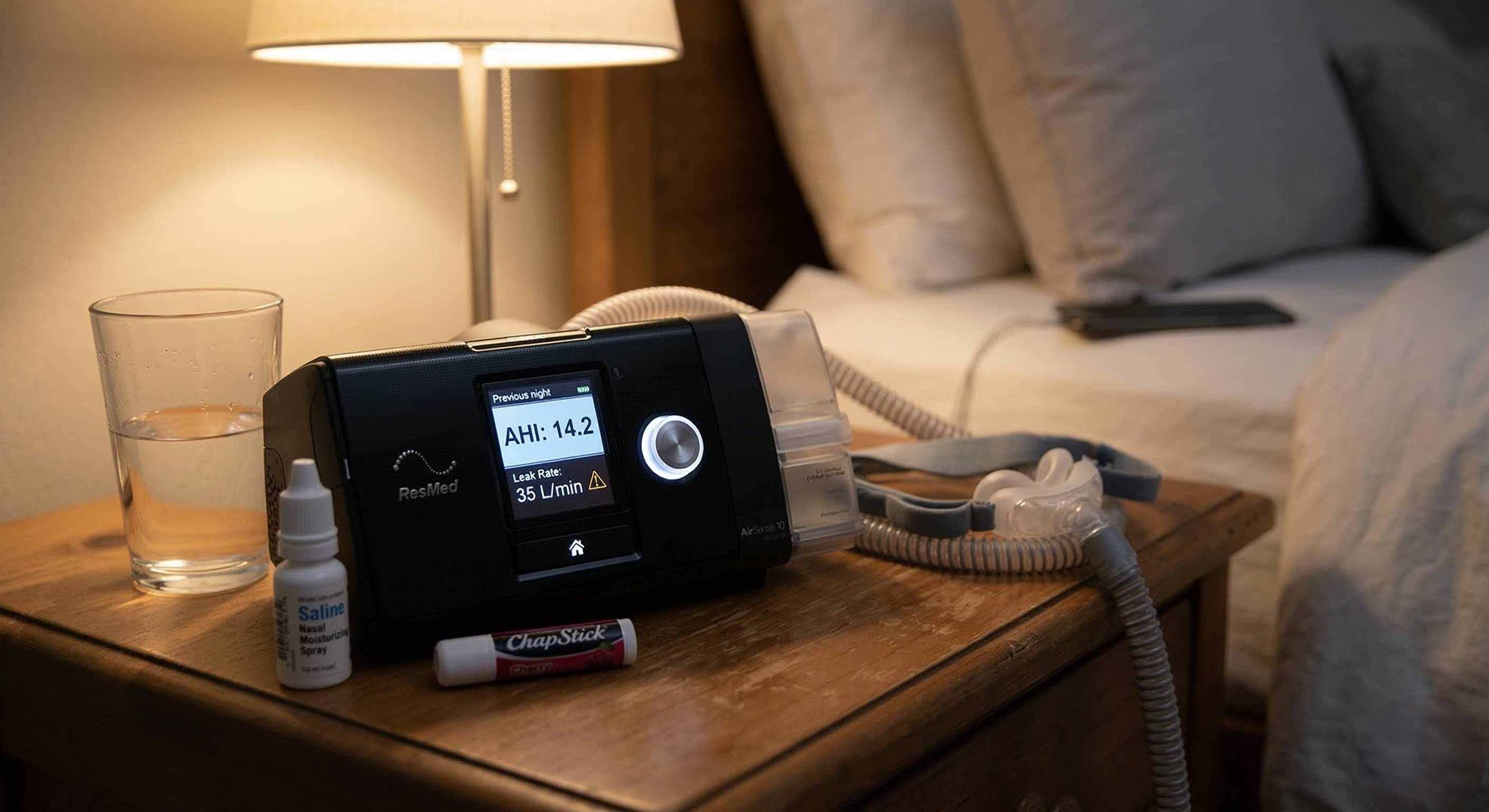 CPAP machine on bedside table