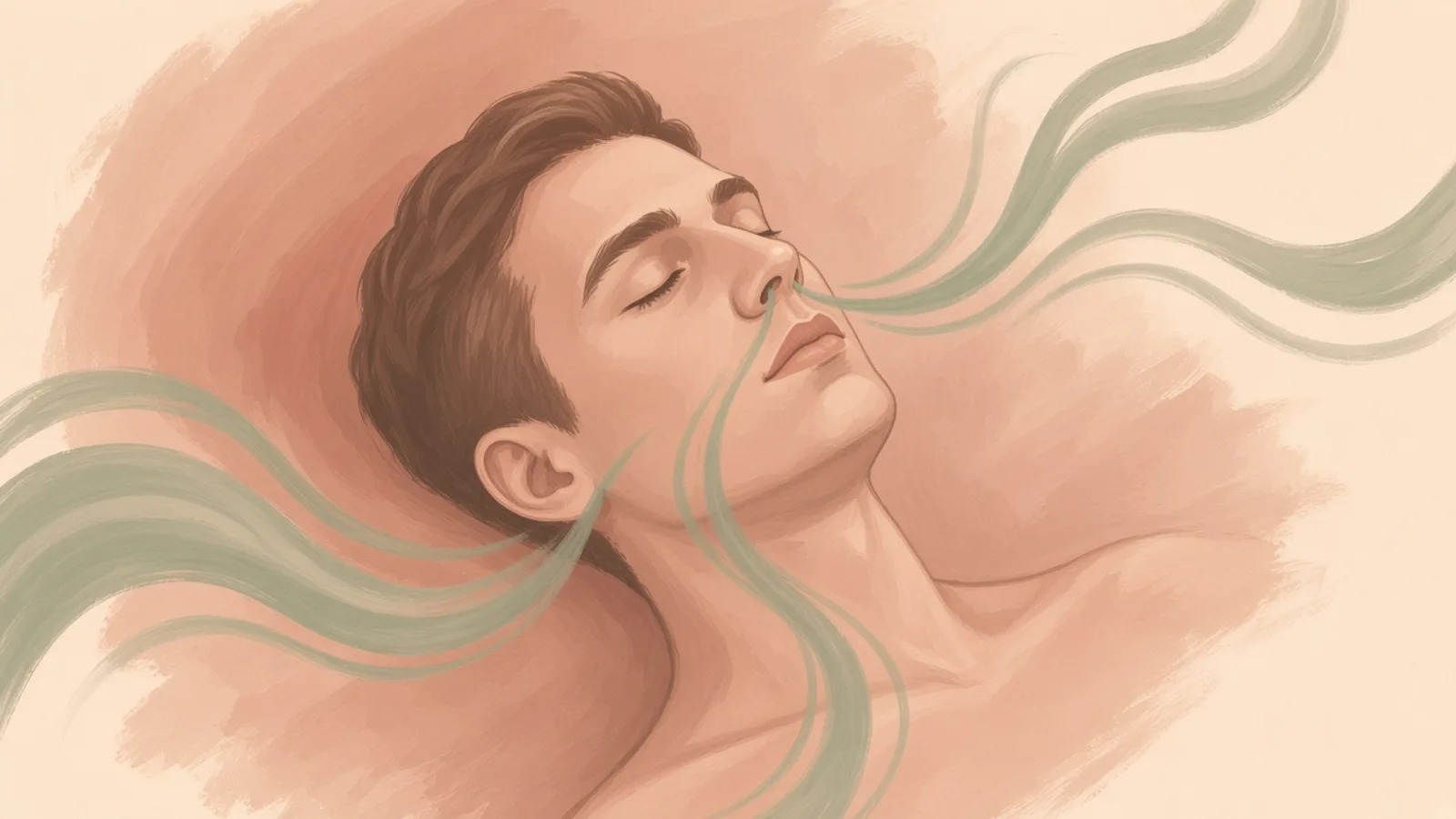 Illustration of a calm face in profile, lips closed.