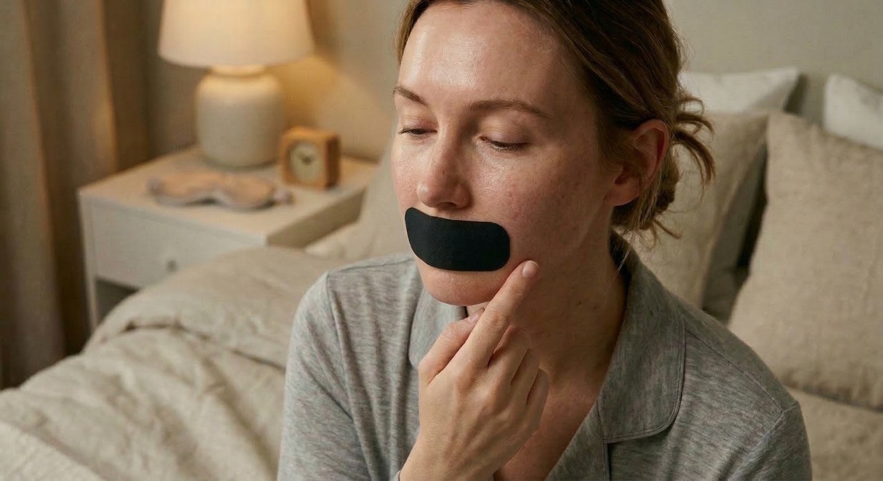 Gentle mouth tape application on sensitive skin