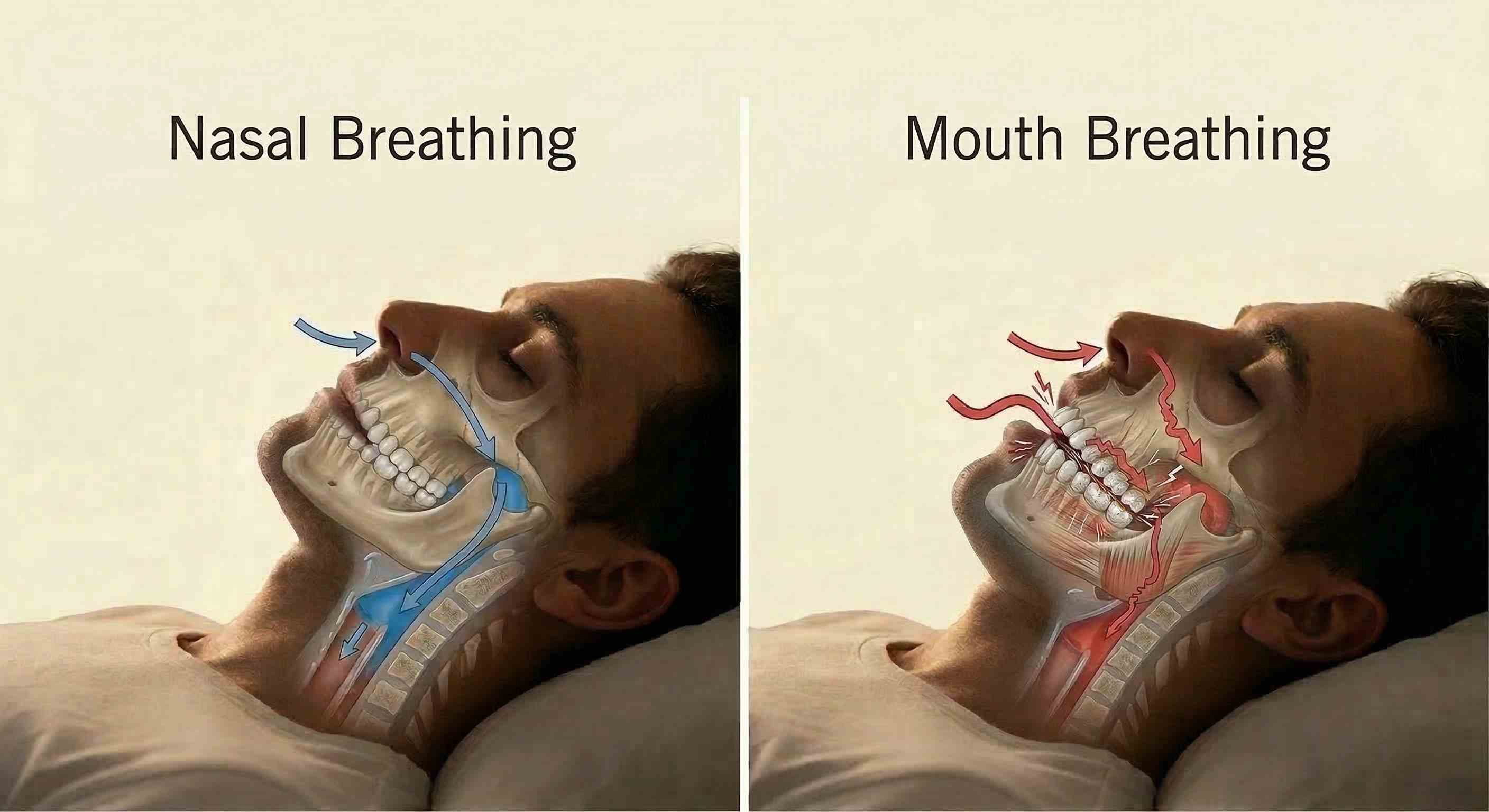 Jaw position change during open-mouth sleep